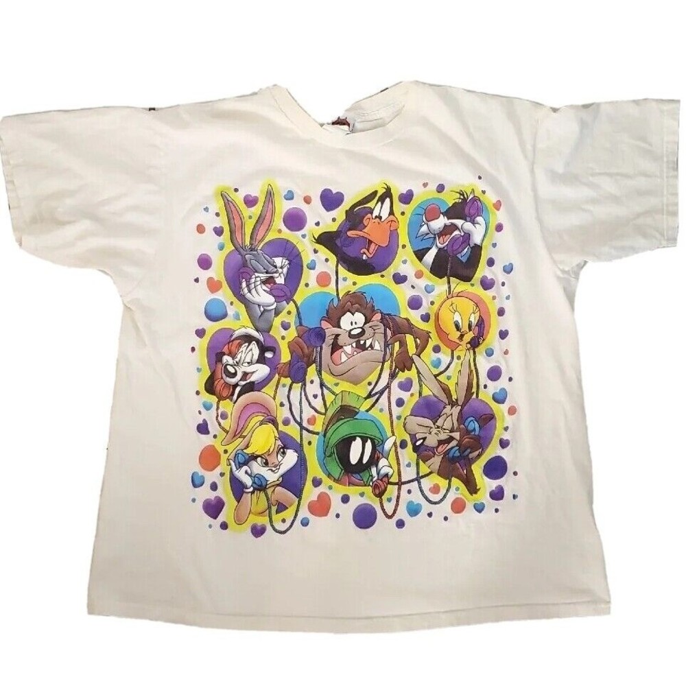 RARE 1998 Vintage Looney Tunes Telephone Bubbles And Heart Characters Shirt 2X